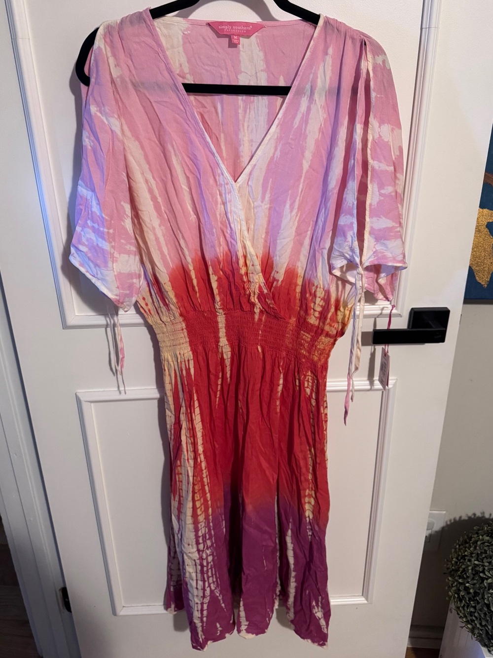 Simply Southern Pink Coral Purple Tie-Dye Midi Dress